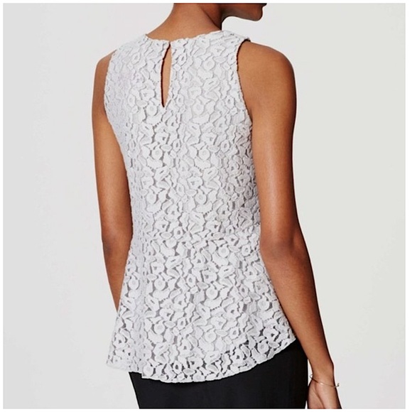 LOFT Lace Overlay Peplum Tank S - Picture 2 of 9